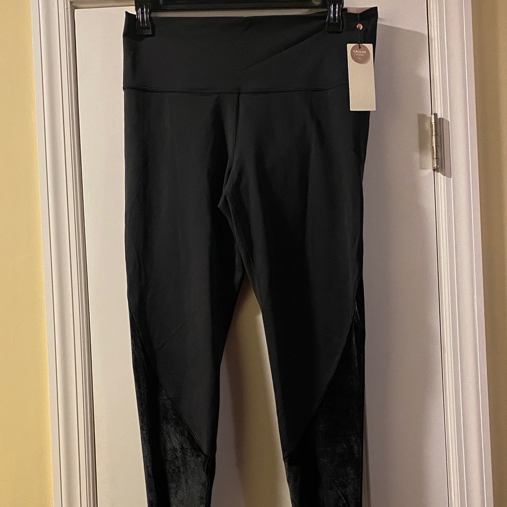 Combination Body Contouring Material Velvet Inserts Logo Leggings NWT